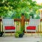 Set of 2 Outdoor Indoor Chair Cushions with Thick Cotton Filling and Reversible Design